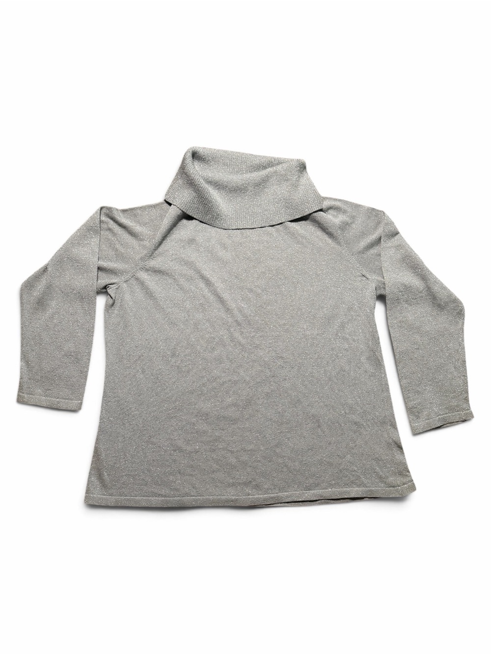 Judith Hart Sweater Women’s 2X Silver Glitter Silk Blend Turtleneck